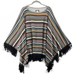 Double D Ranch Striped Fringe Poncho